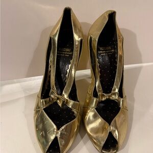 Moschino Gold Peep-Toe Heels